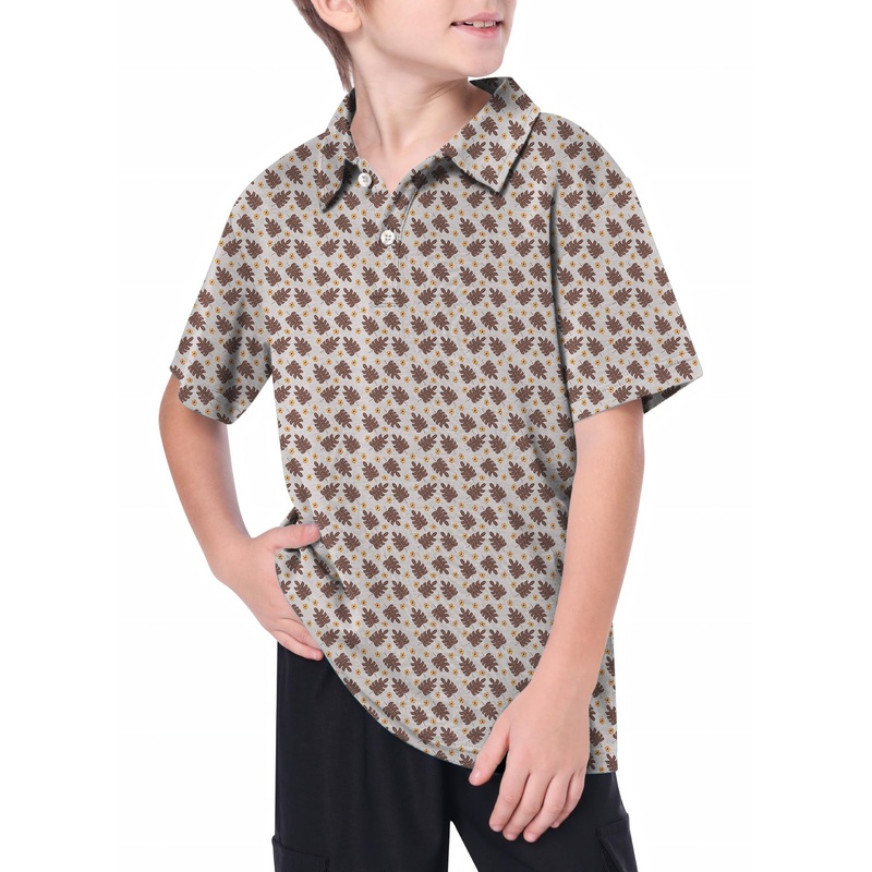 Youth brown palm leaf Golf Polo limited edition