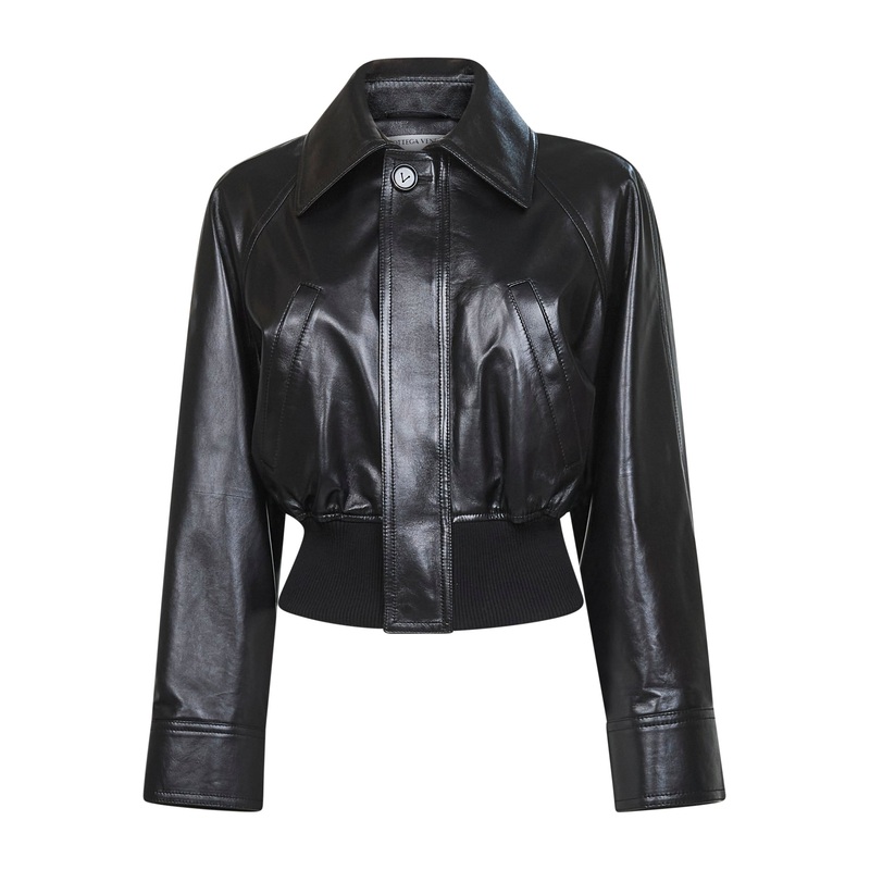 Black lightweight smooth nappa leather jacket