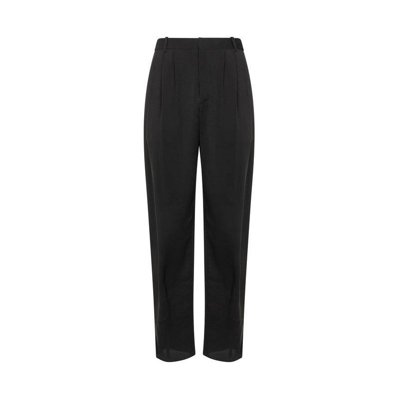 Black striped canvas baggy trousers