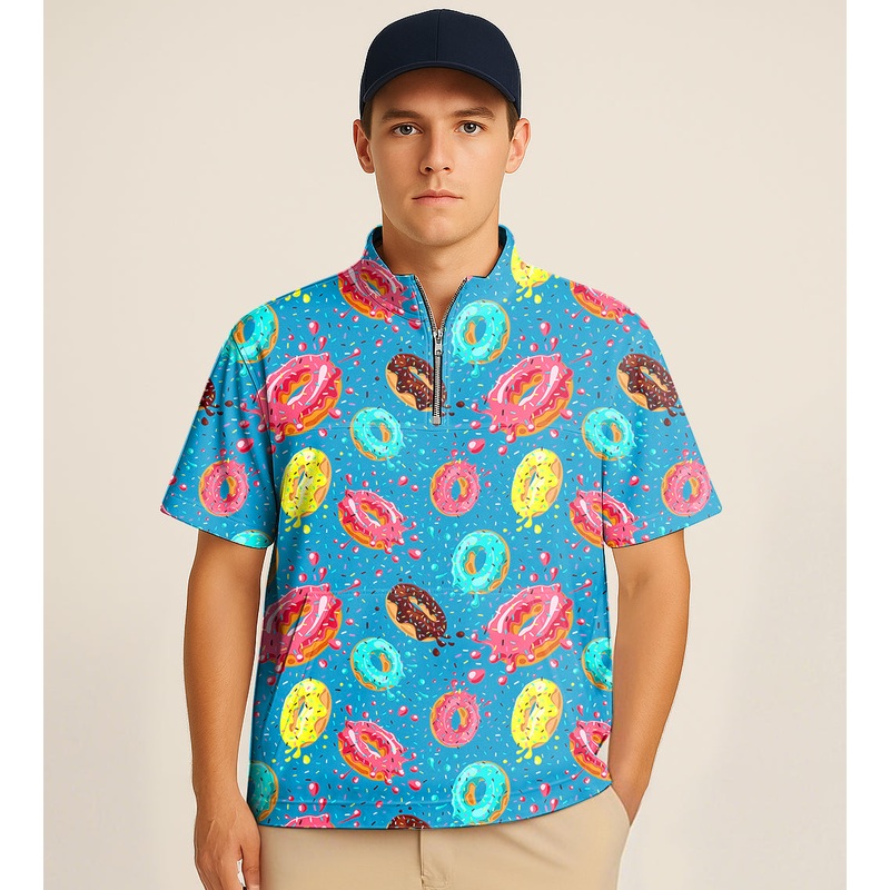 Half Zipper Turtleneck Golf Short Shirt Hole In One Embroidery