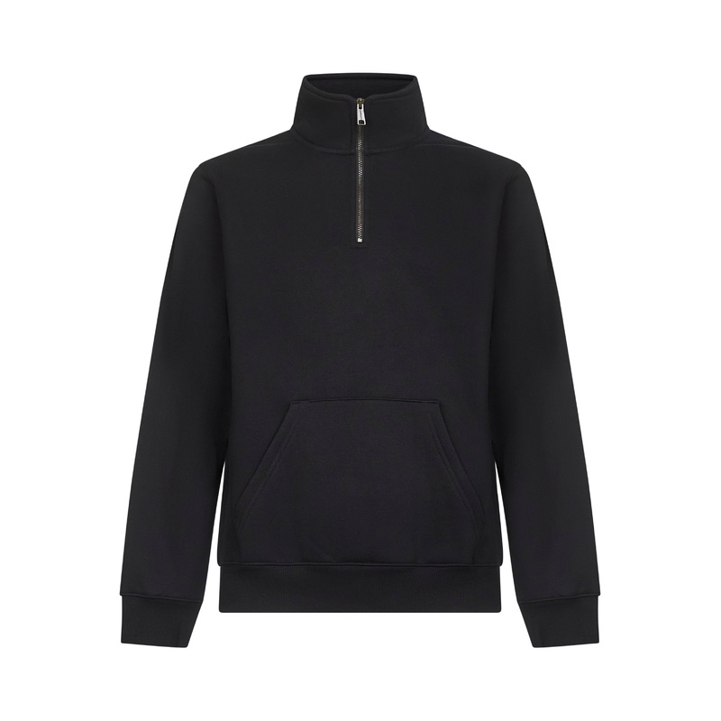 Black jersey Chase Neck Zip sweatshirt
