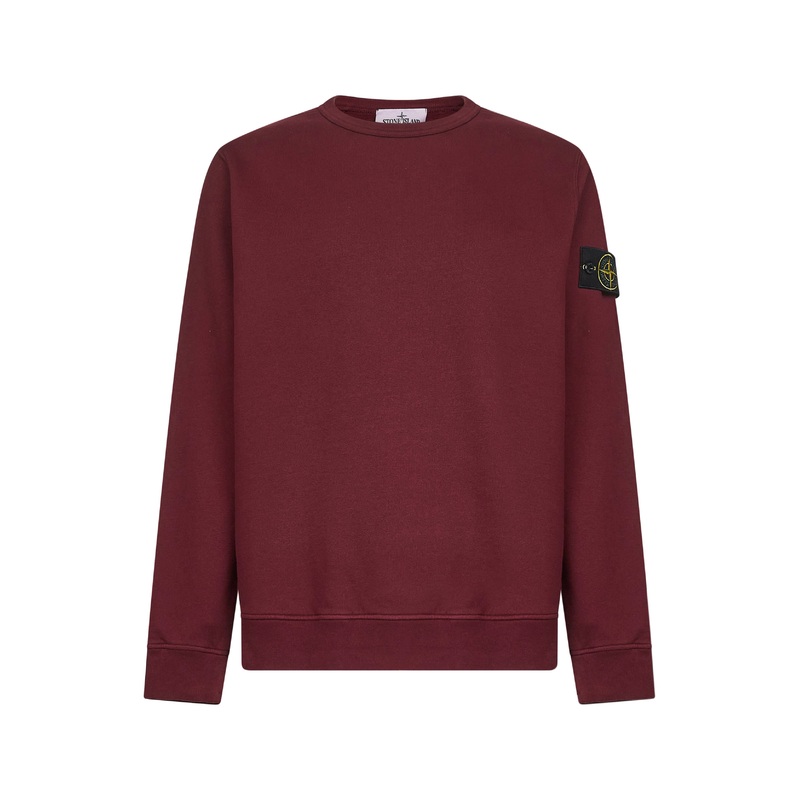 Burgundy brushed organic cotton crewneck sweatshirt
