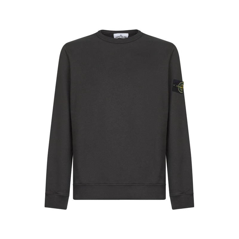 Grey brushed organic cotton crewneck sweatshirt