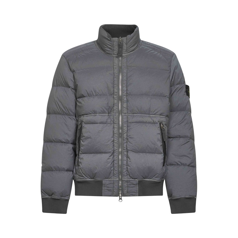Grey DOWN-TC stretch nylon down jacket
