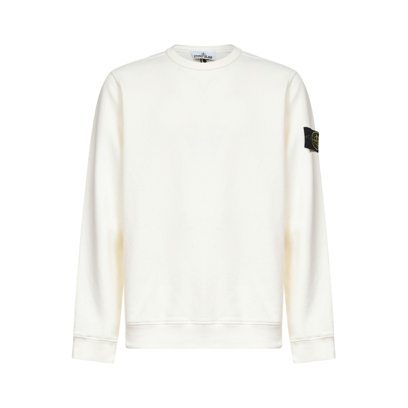Ivory brushed organic cotton crewneck sweatshirt
