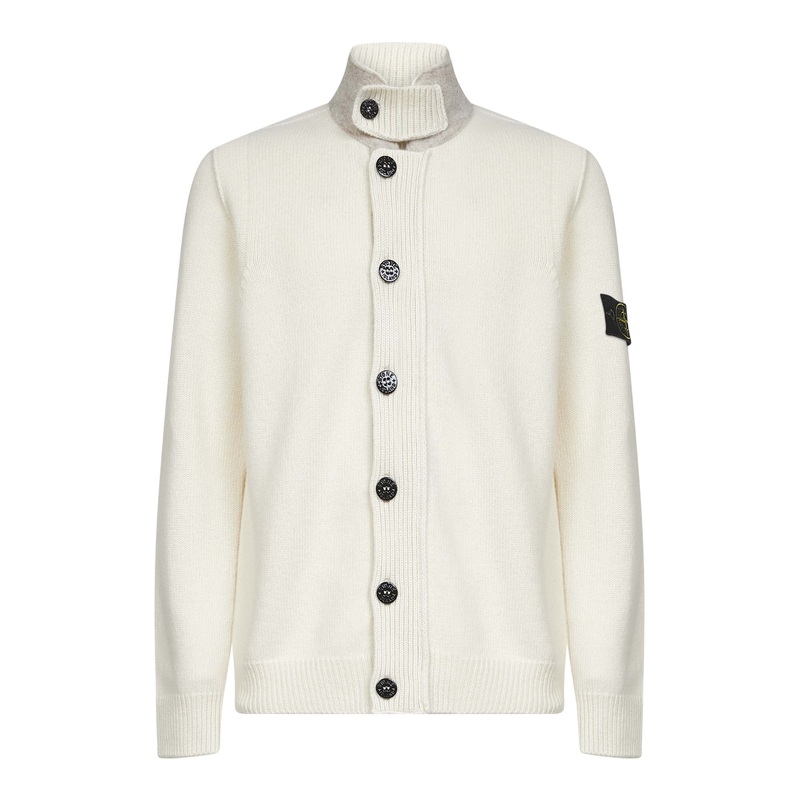 Ivory lambswool zip-up cardigan