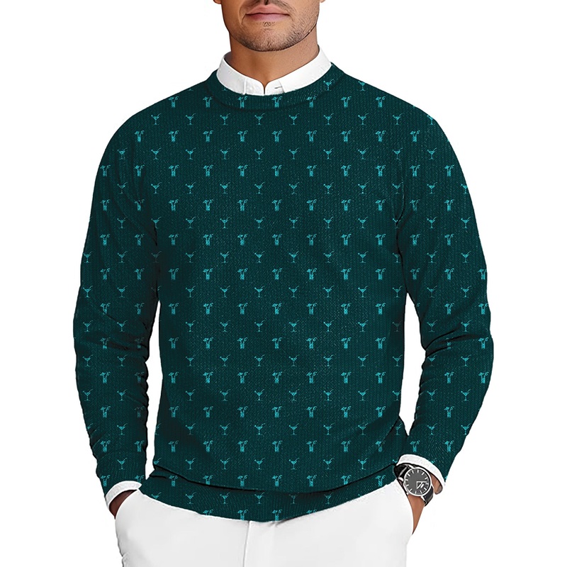 Youth Romantic Men’s Golf Crewneck Pullover Sweaters Ugly Sweater