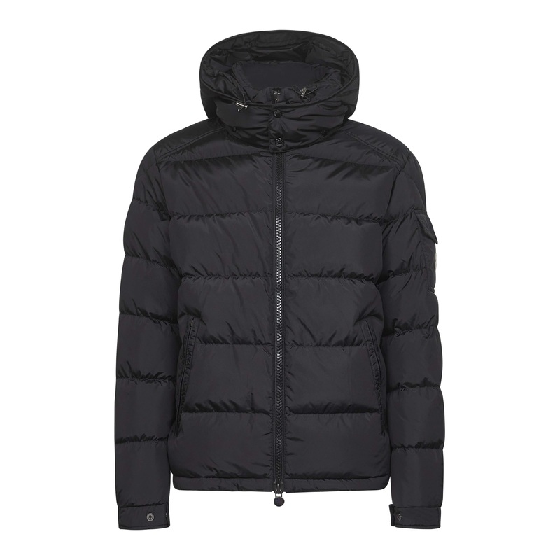Black Moncler Maya hooded short down jacket