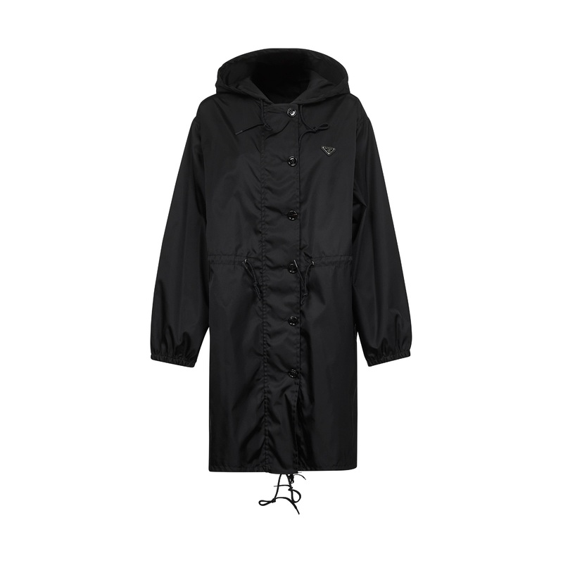 Black Re-Nylon hooded parka|38|40|42
