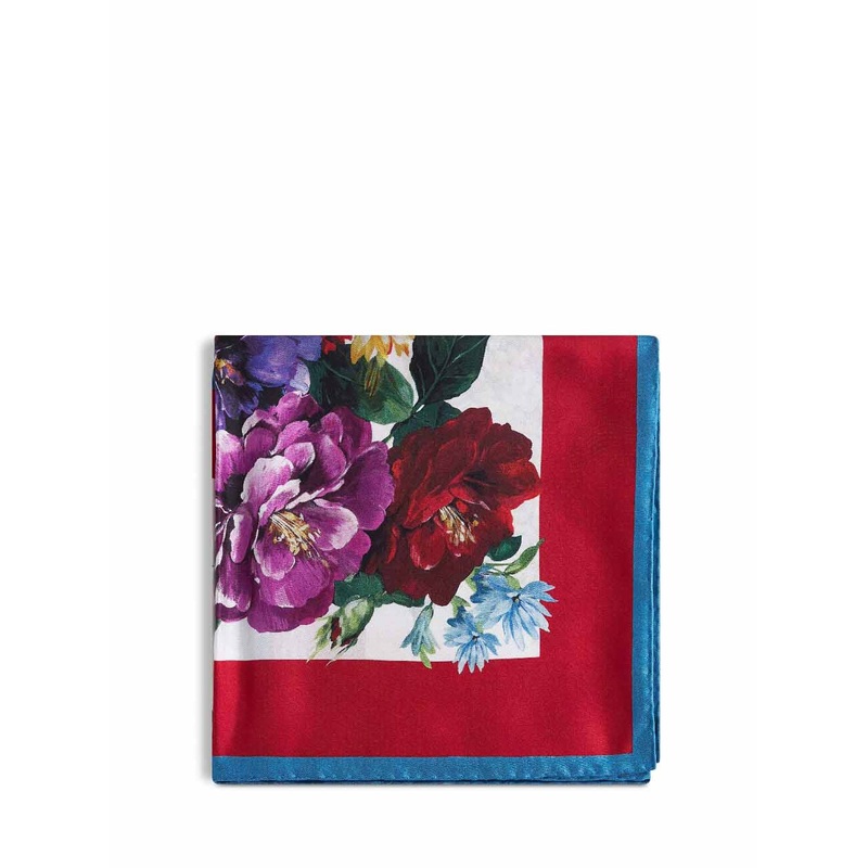 Flower bouquet print silk twill scarf