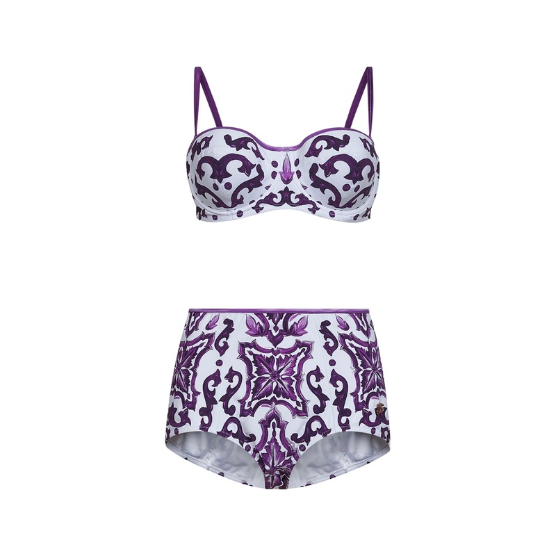 Maiolica print balconette bikini