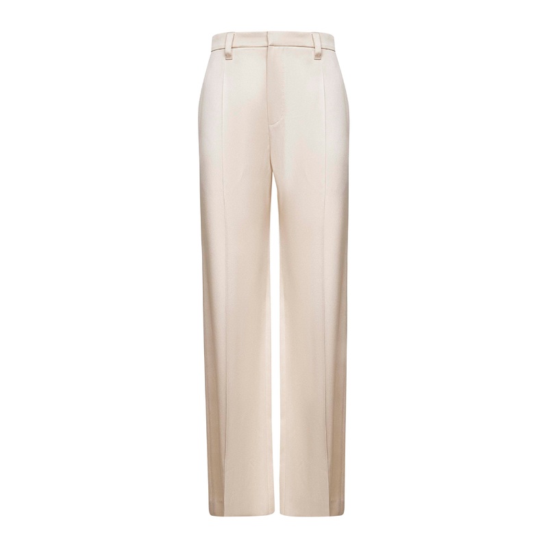 Beige cady satin Loose trousers