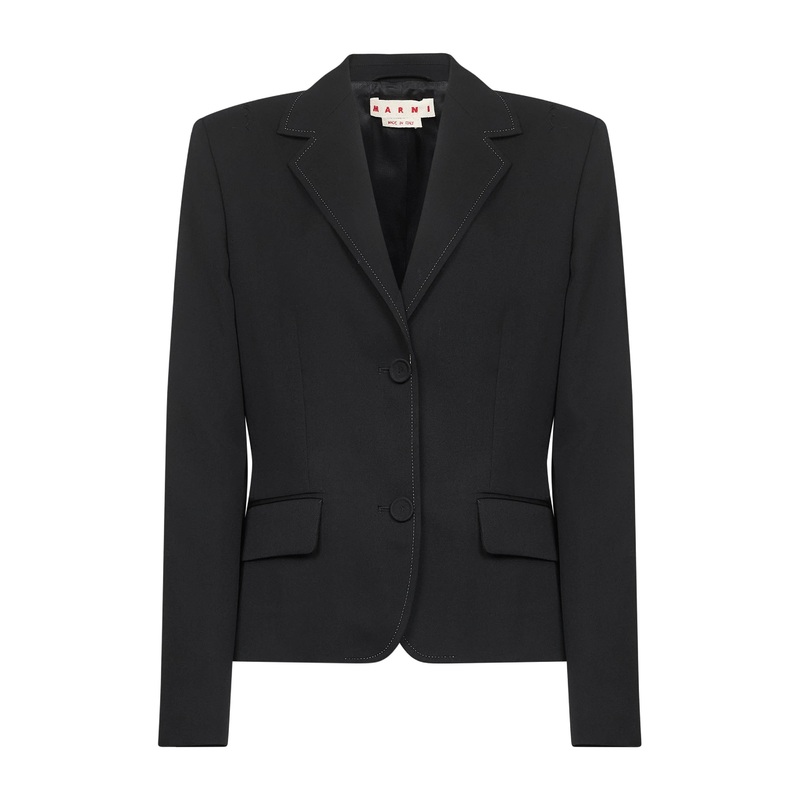 Black wool single-breasted blazer
