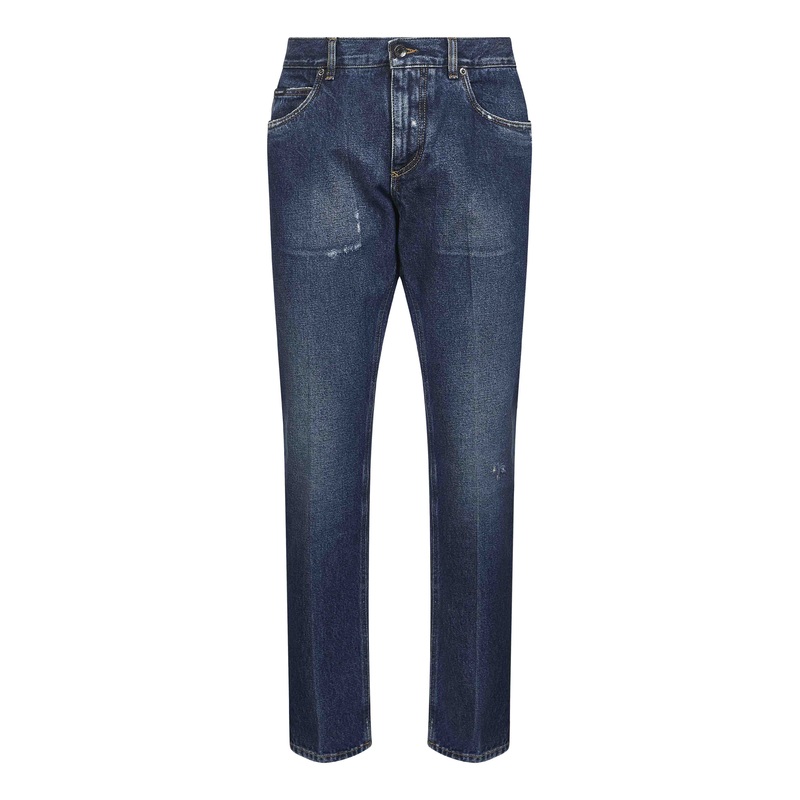 Blue cotton denim regular jeans