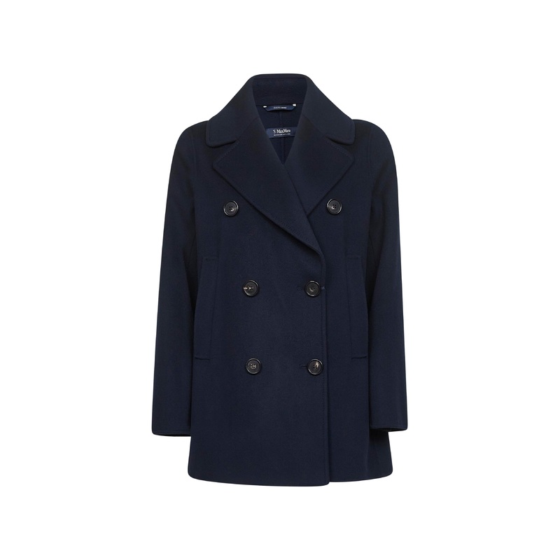 Blue double drap CABAN double-breasted pea coat