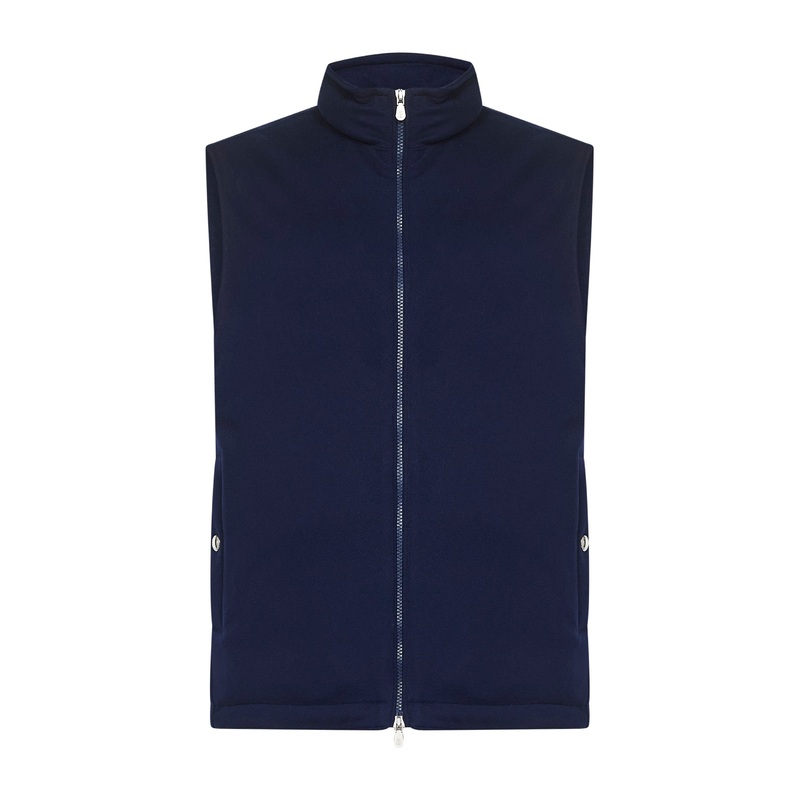 Blue wool canvas padded vest|S|M|L|XL|XXL