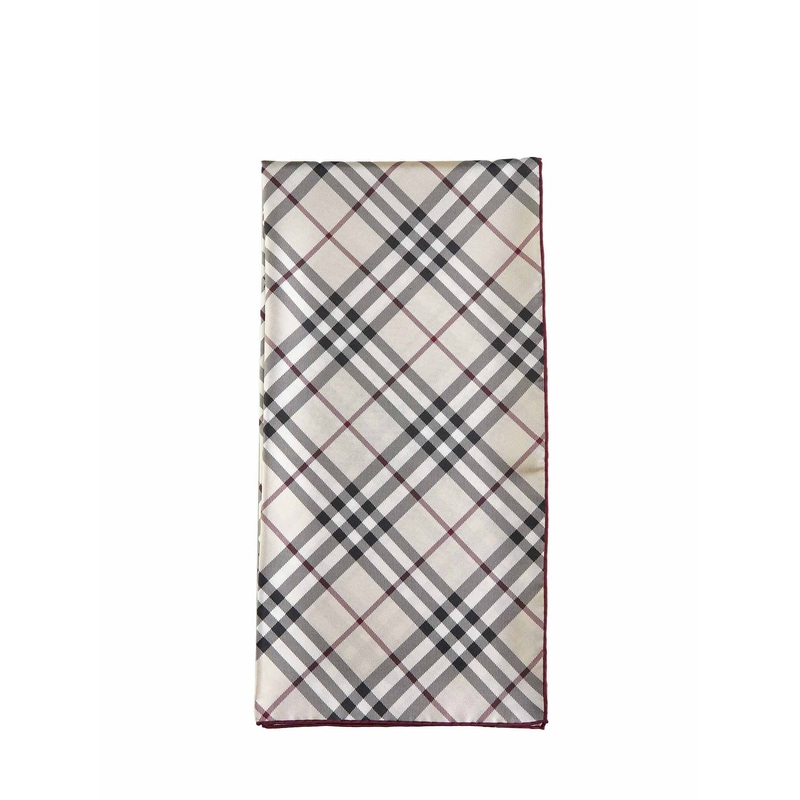 Check print silk scarf|PZ