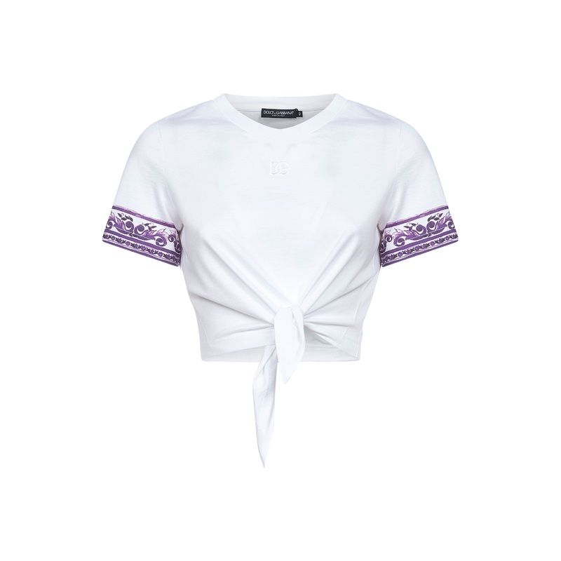 White cotton tie-front T-Shirt