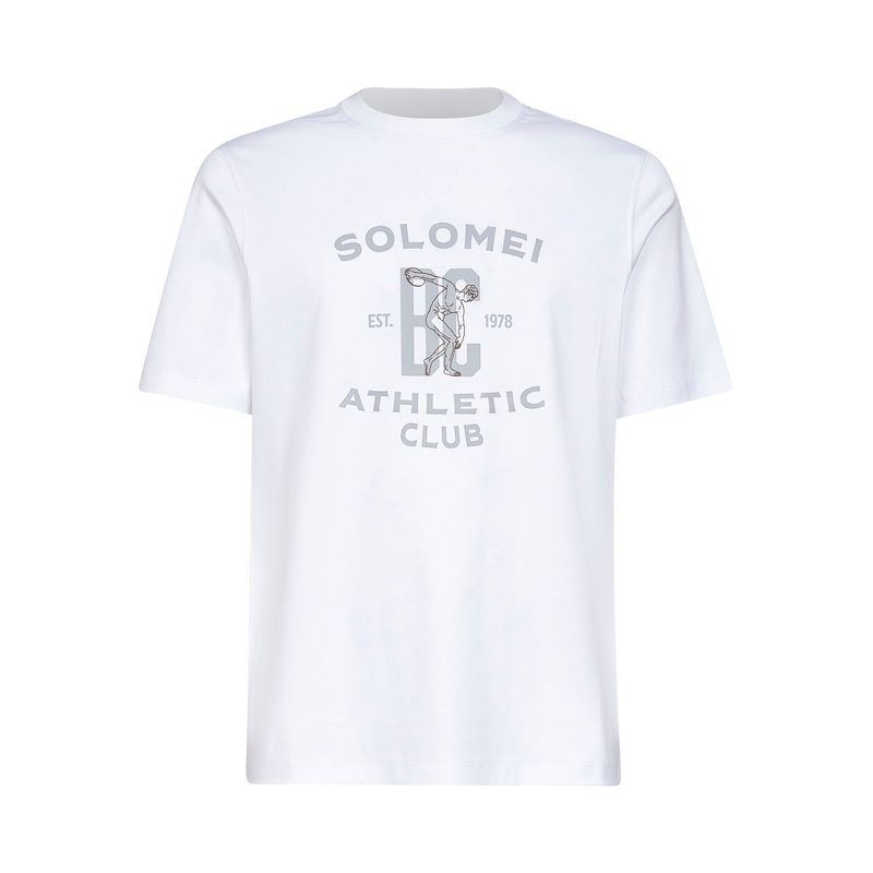 White jersey printed crewneck T-shirt