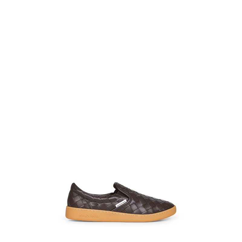 Brown Intrecciato leather Sawyer sneakers