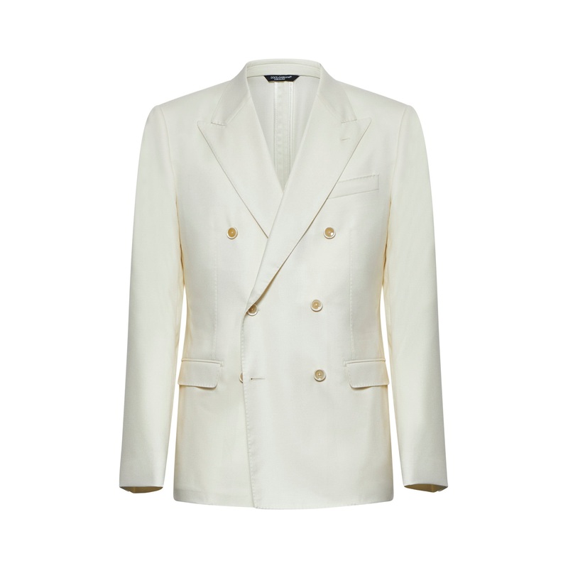 Ivory flannel double-breasted blazer