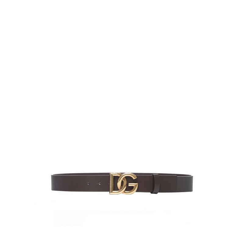 Luxury leather belt with crossed DG logo buckle