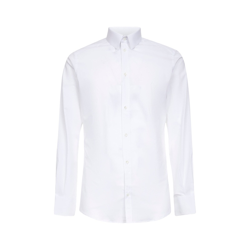 White stretch cotton poplin Gold shirt