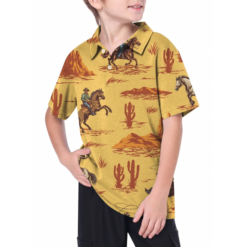 Youth west cowboy Golf Polo|8Y|10Y|11Y|12Y|13Y|14Y|16Y