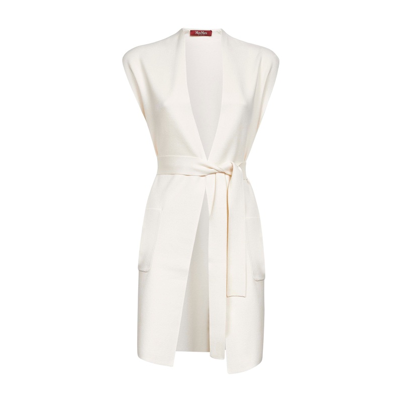 White knit ABETE long vest|S|M|L