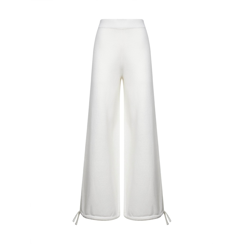 White wool knit NIGERIA trousers