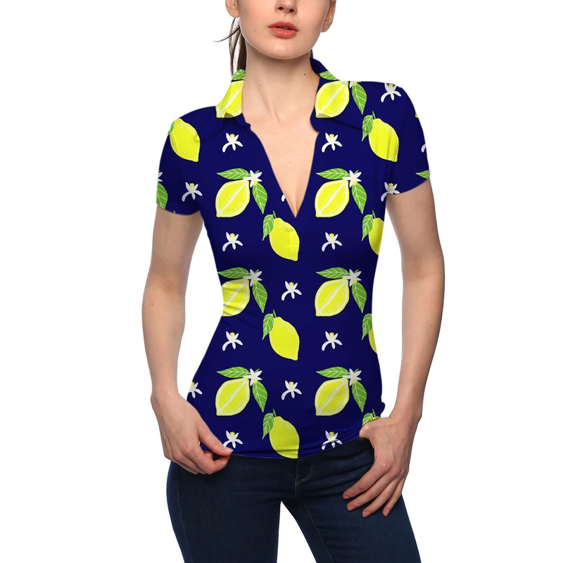 Women’s Zesty lemon V Neck Golf Polo