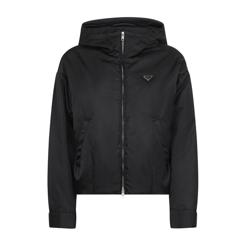 Black Re-Nylon hooded blouson|38|40|42