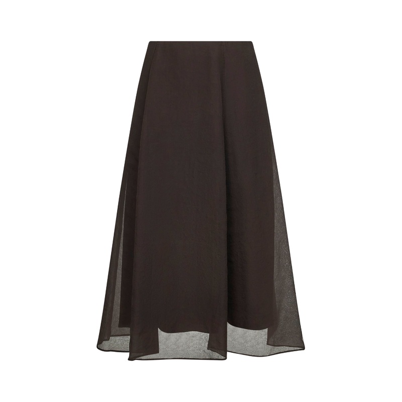Brown Crispy silk Circle skirt