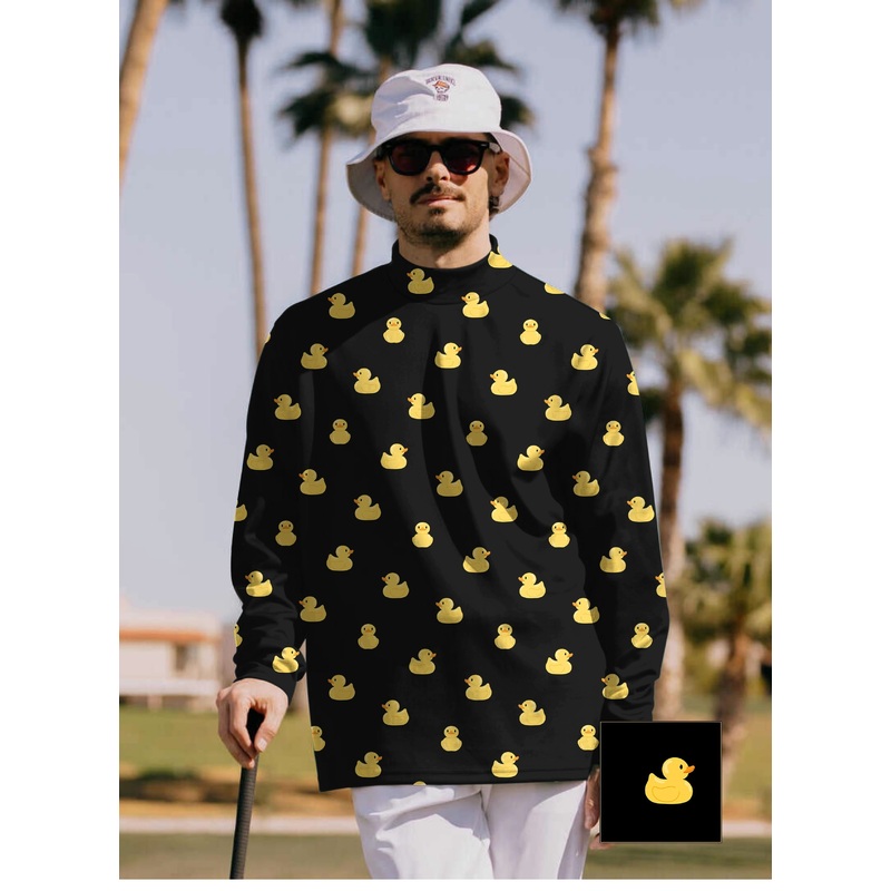 Men’s Yellow Rubber Duck Custom The Background Color Pullover High neck Long/Short sleeve T-Shirt