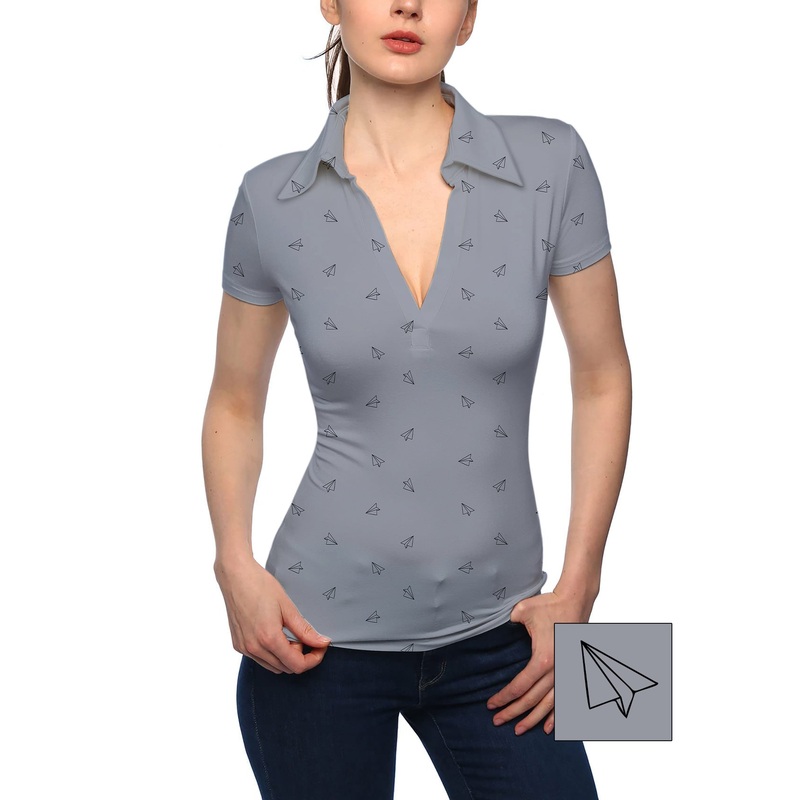 Women’s Paper airplanes Custom The Background Color V Neck Golf Polo