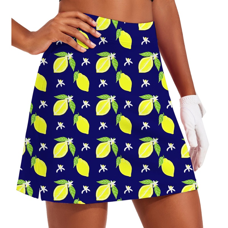 Women’s Zesty lemon Golf Skirts Inner Shorts Pocket