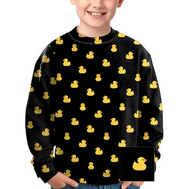 Yellow Rubber Duck Custom The Background Color Crewneck Pullover Kids Ugly Sweater