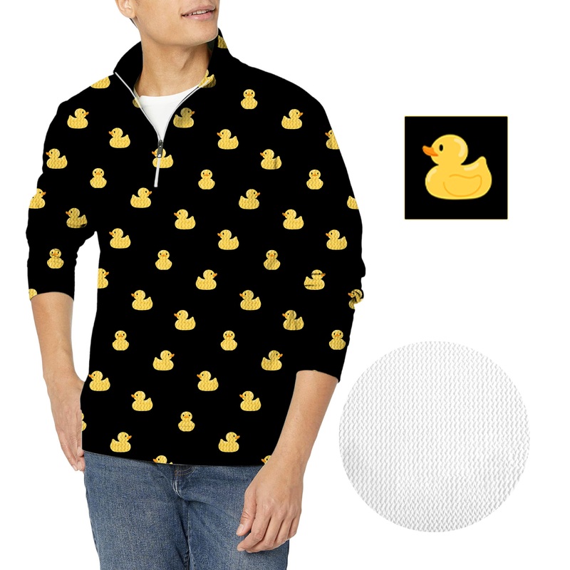 Yellow Rubber Duck Custom The Background Color Men’s Golf Waffle Zipper Pullover