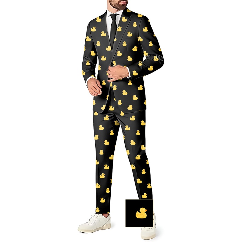 Yellow Rubber Duck Custom The Background Color Men’s Party Costumes-Theme Party 2 or 3pcs Suit set-Blazer Pants & Vest