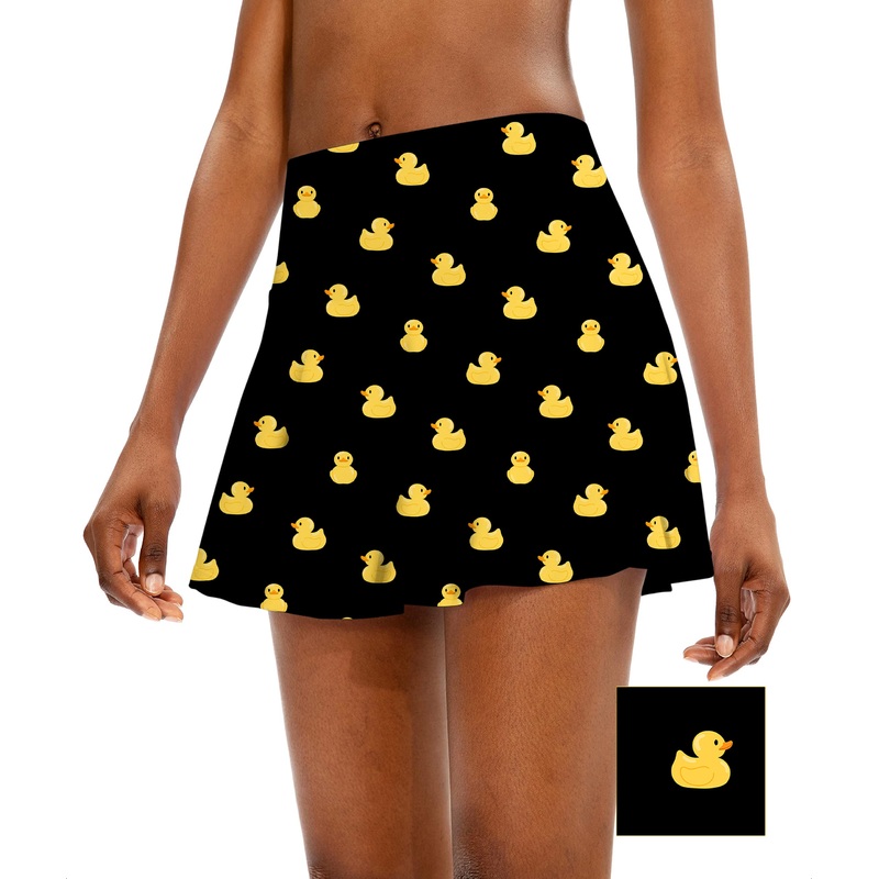 Yellow Rubber Duck Custom The Background Color Women’s Athletic Golf Skorts Flared Skirts