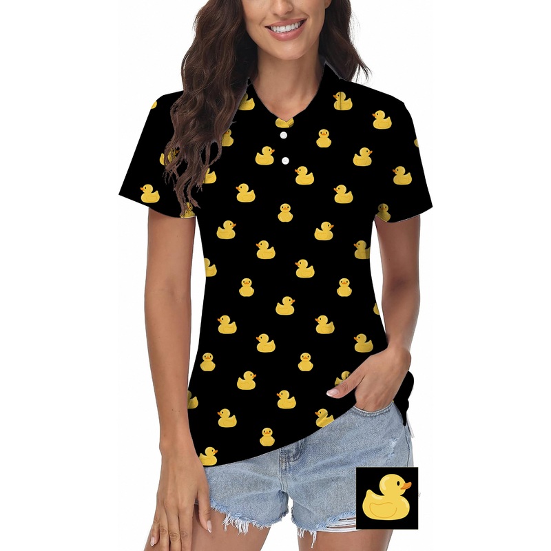 Yellow Rubber Duck Custom The Background Color Women’s Golf Polo