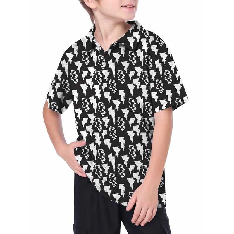 Youth Black and White Lighting Golf Polo