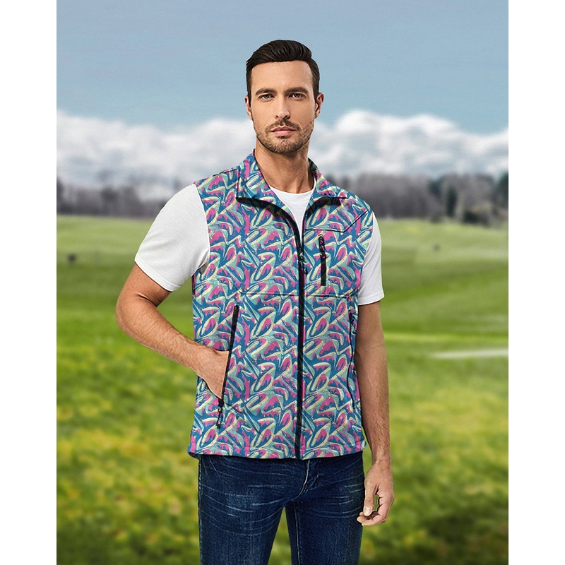 Men’s Brilliant Life Lightweight Softshell Vest Sleeveless Jacket for Golf Windproof Waterproof
