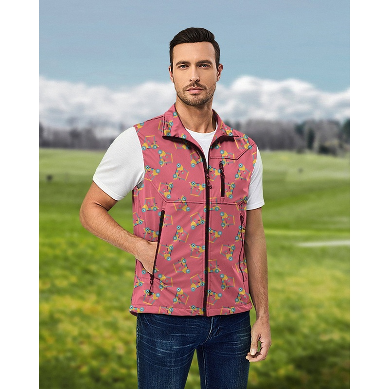 Men’s Cart Cruising Lightweight Softshell Vest Sleeveless Jacket for Golf Windproof Waterproof