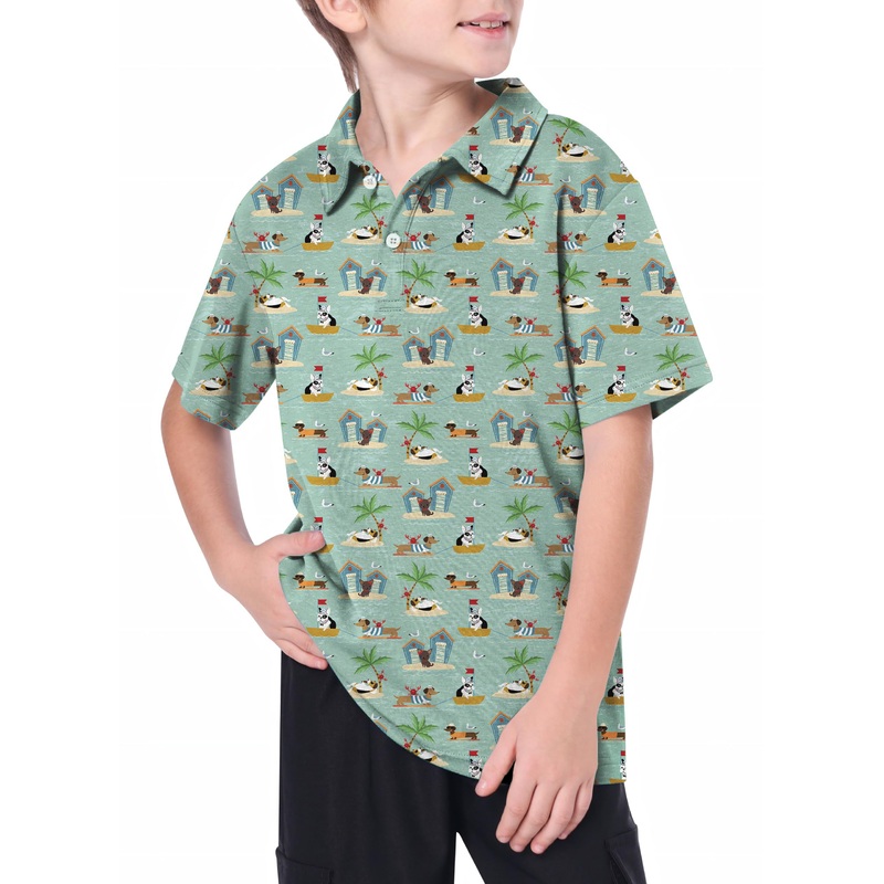 Youth Dog Vacation Golf Polo|8Y|10Y|11Y|12Y|13Y|14Y|16Y