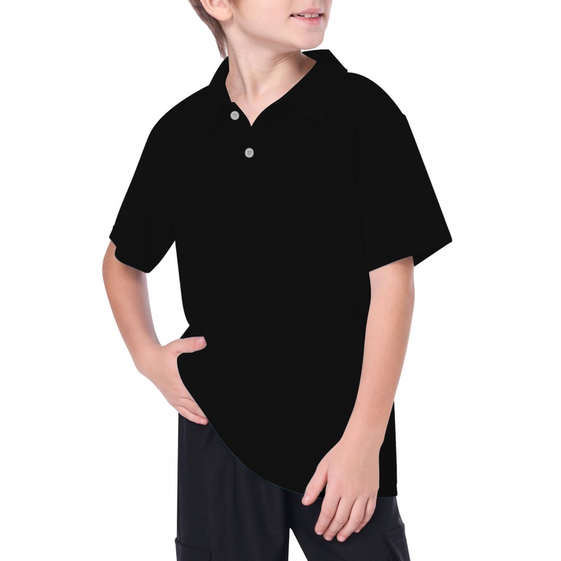 Youth pure Black Golf Polo|8Y|10Y|11Y|12Y|13Y|14Y|16Y