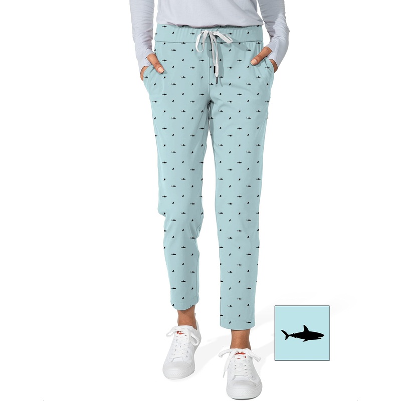 Black Shark and Fin Custom The Background Color Women’s 7/8 Stretch Ankle Golf Pants