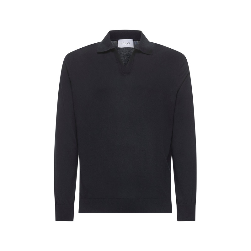 Blue cotton knit polo shirt|46|48|50|52|54