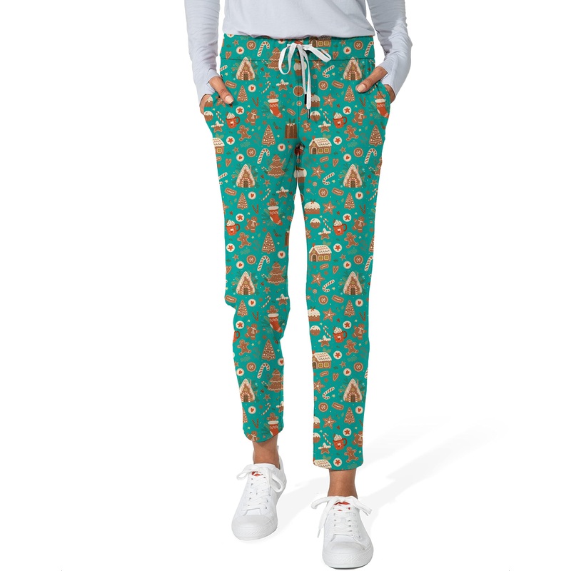 Green Christmas Candy House-Women’s 7/8 Stretch Ankle Golf Pants