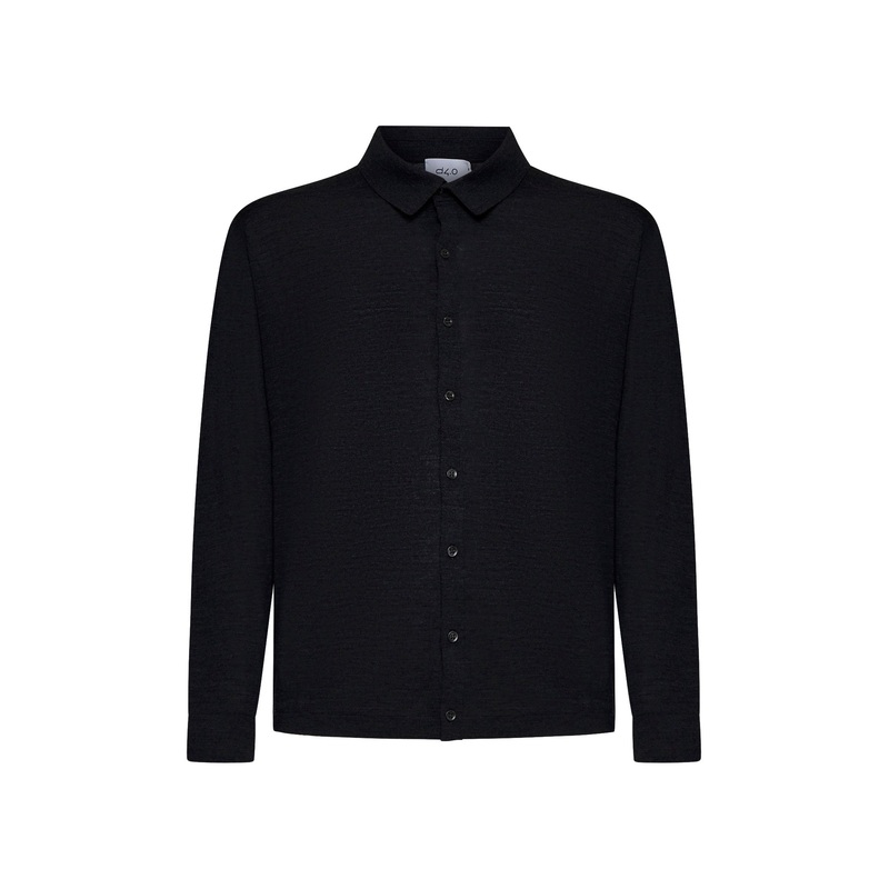 Black virgin wool knit shirt|46|48|50|52|54|56